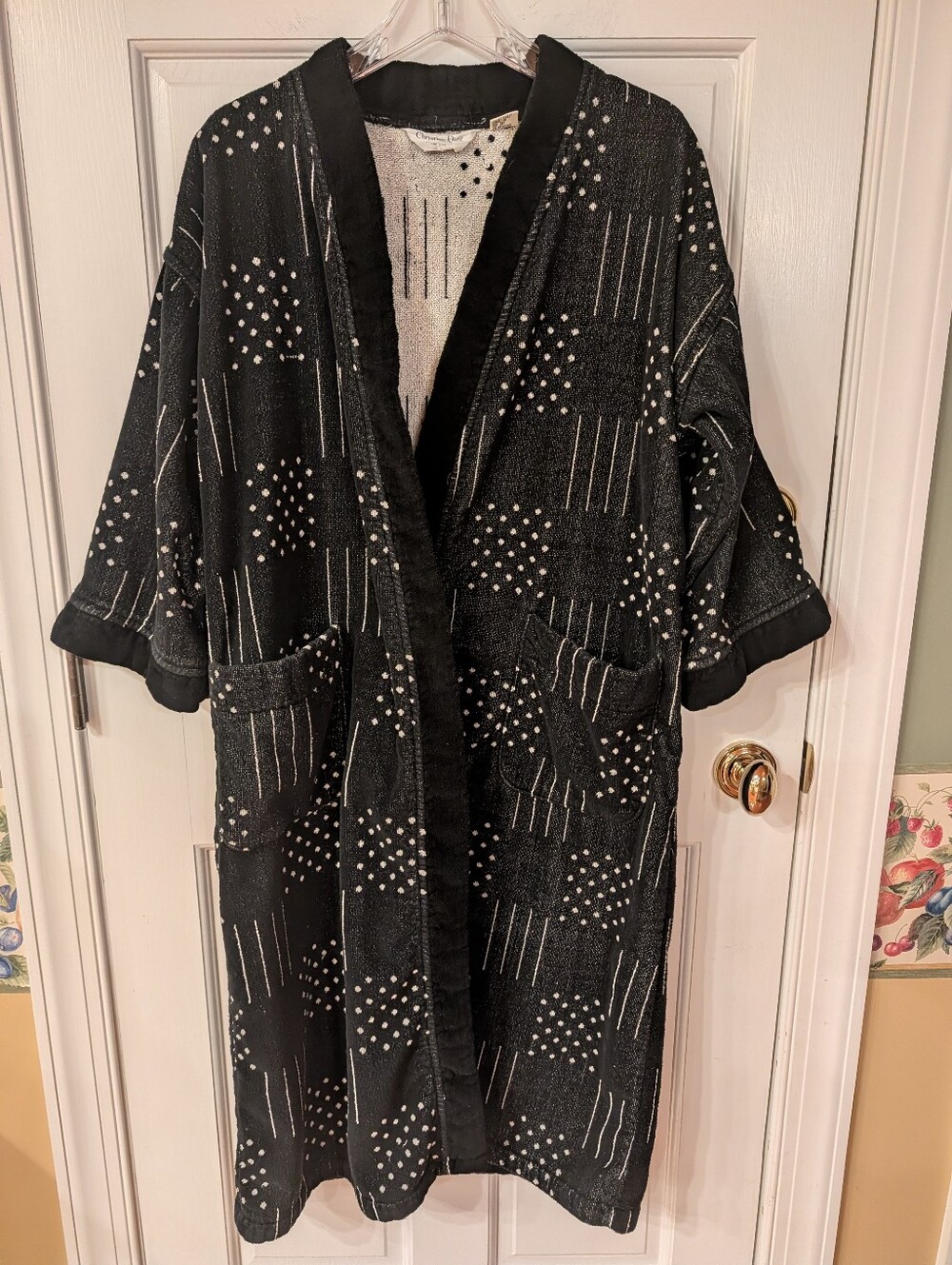 Vintage Men's Christian Dior Monsieur Black and White Designer Jacket Robe